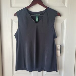 NWT Ralph Lauren Womens 16 Black Sleeveless Tank Top Beaded Layer Office Casual